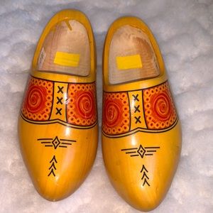Dutch Wooden Yellow Black Orange Clogs Shoe Souvenir Holland Amsterdam Authentic